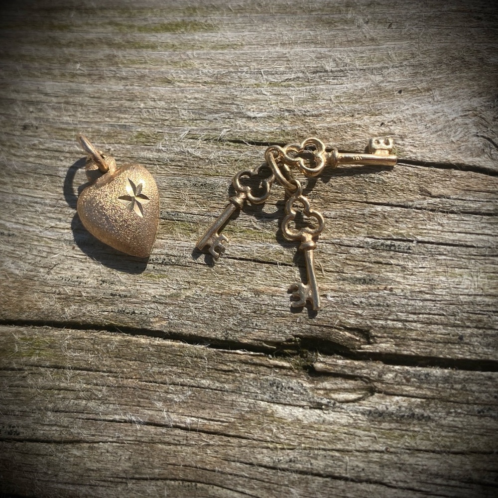Gold Heart Pendant, design on both sides